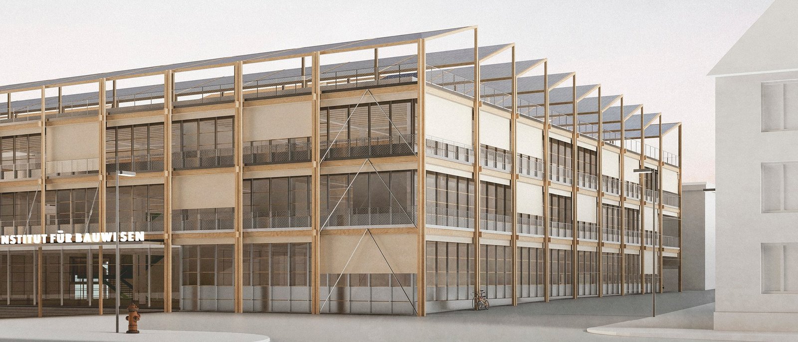 Visualisierung des Neubaus für die Studiengänge Bauingenieurwesen und Architektur an der Fachhochschule Kiel.