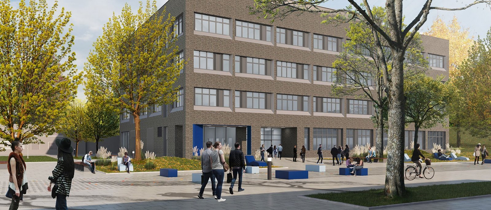 Visualisierung des ZEVS (Zentrum für vernetzte Sensorsysteme). Der vierstöckige Neubau ist das Zentrum der Technische Fakultät der Uni Kiel auf dem Ostufercampus. 