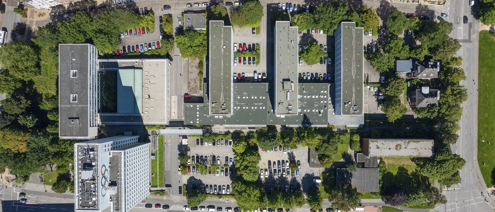 Das Areal vom Behördenzentrum Mercator aus der Vogelperspektive.