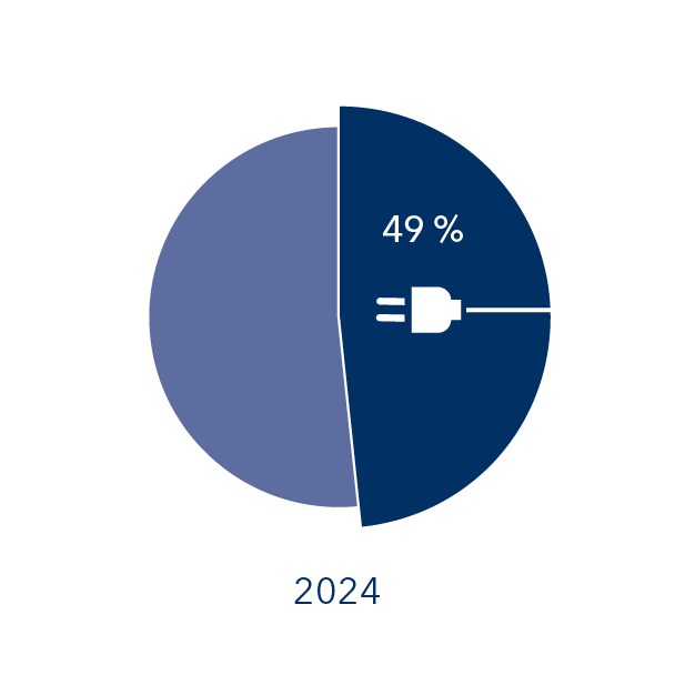 2024 waren 49 Prozent des Fuhrparks Elektrofahrzeuge