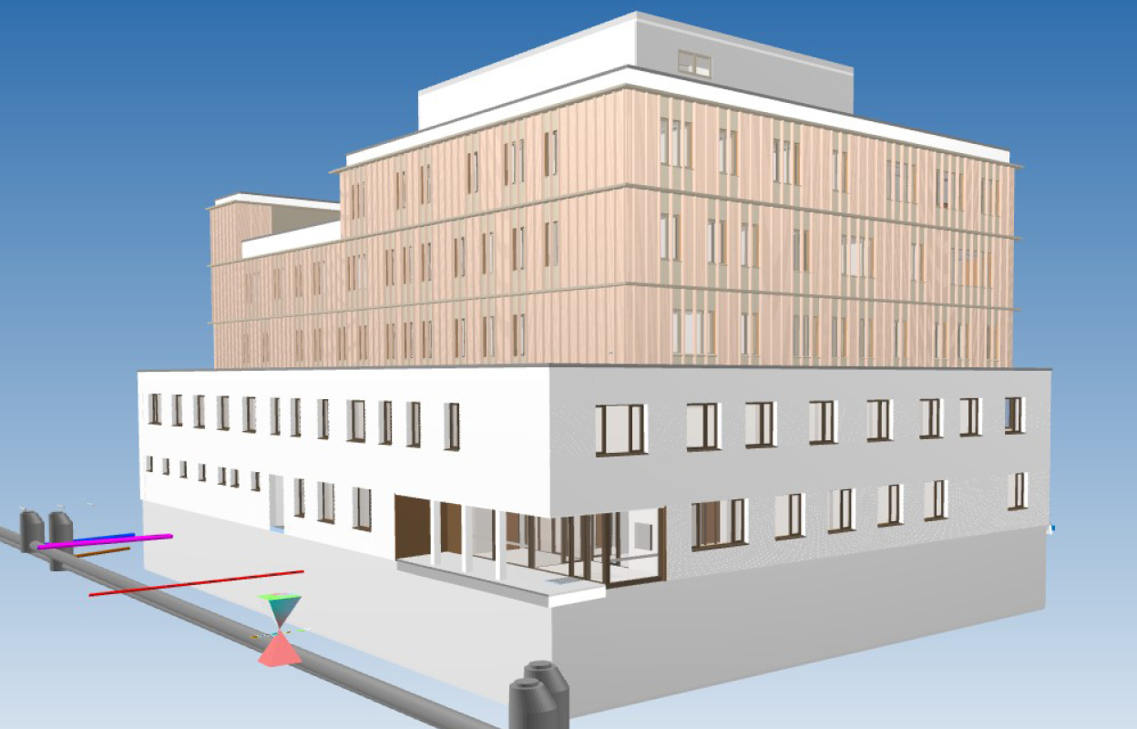 Eine Visualisierung aus dem BIM-Modell der neuen Polizeistation Norderstedt.