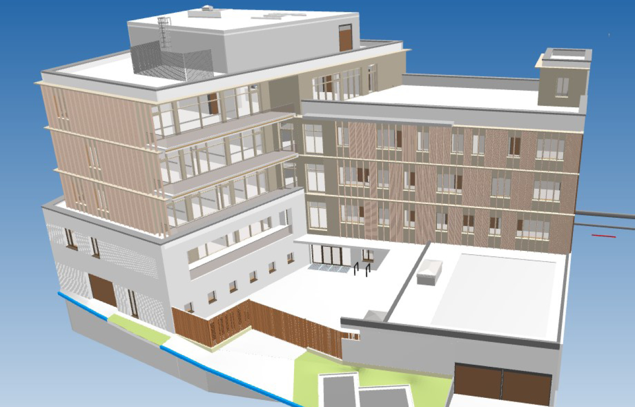 Eine Visualisierung aus dem BIM-Modell der neuen Polizeistation Norderstedt.