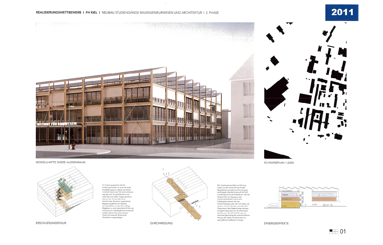 Bild 1: Wettbewerbsportfolio von DFZ Architekten. Skizzen und Schwarzplan.